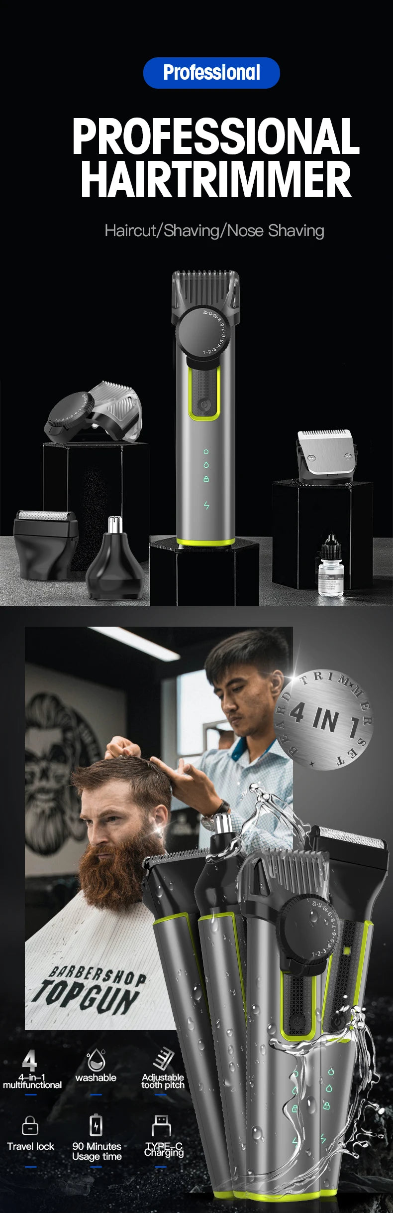 IRUIBEAUTY 4-in-1 Hair Trimmer
