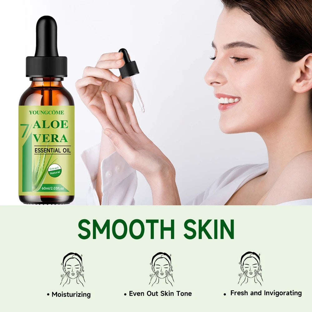 Organic Aloe Vera Essential Oil Great for Hydrating, Strengthening & Nourishing Hair Growth & Sunburn Relief  For Skin and Hair