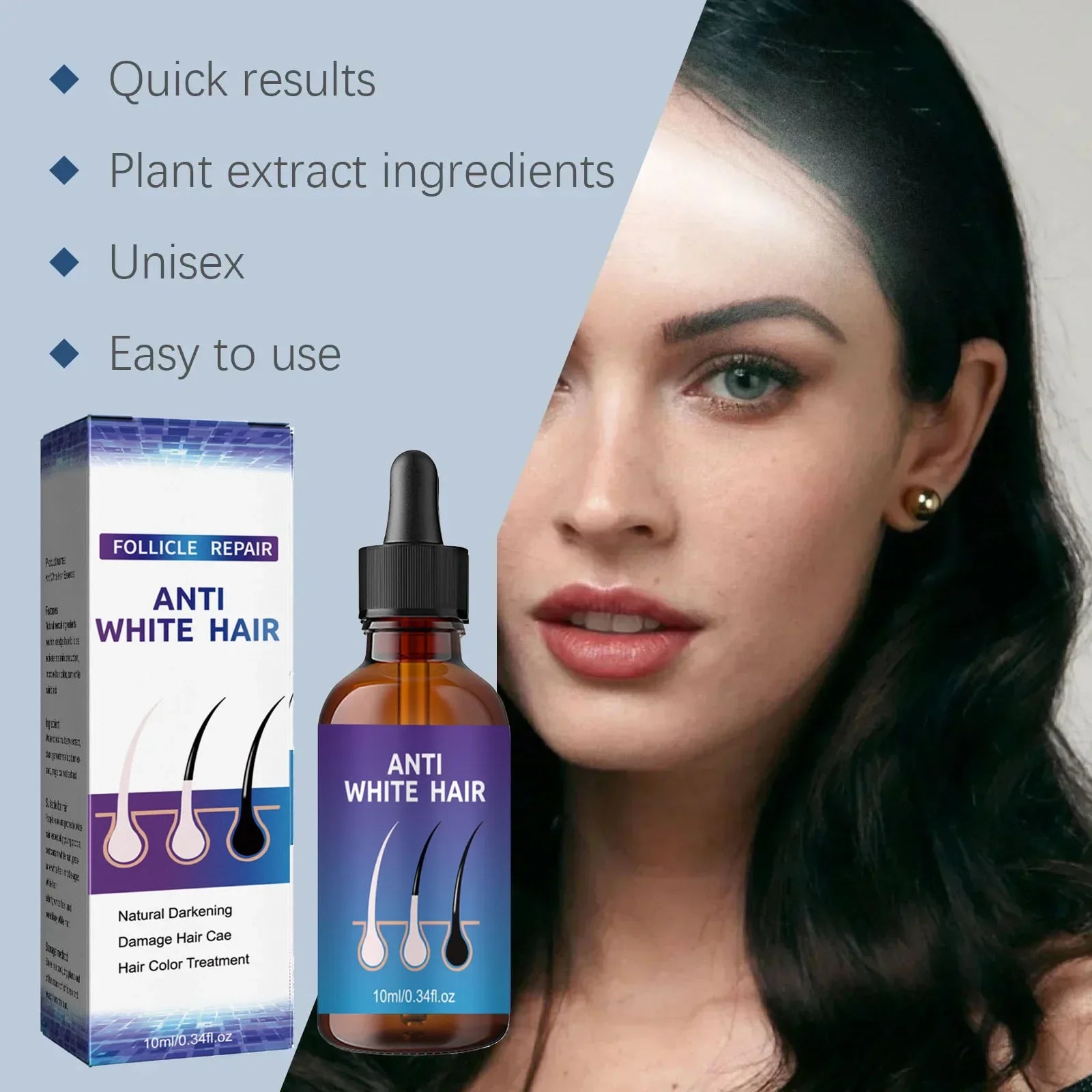 White to Black Hair Serum – Anti-Gray Essence