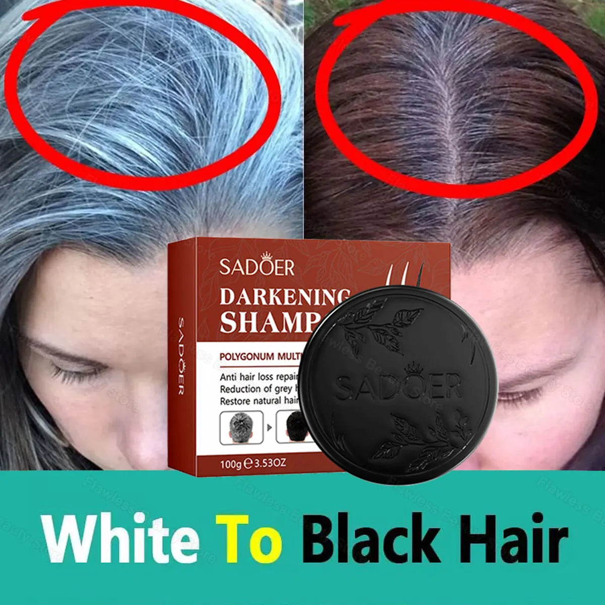 Herbal Blacken Hair Shampoo Bar – Anti-Gray