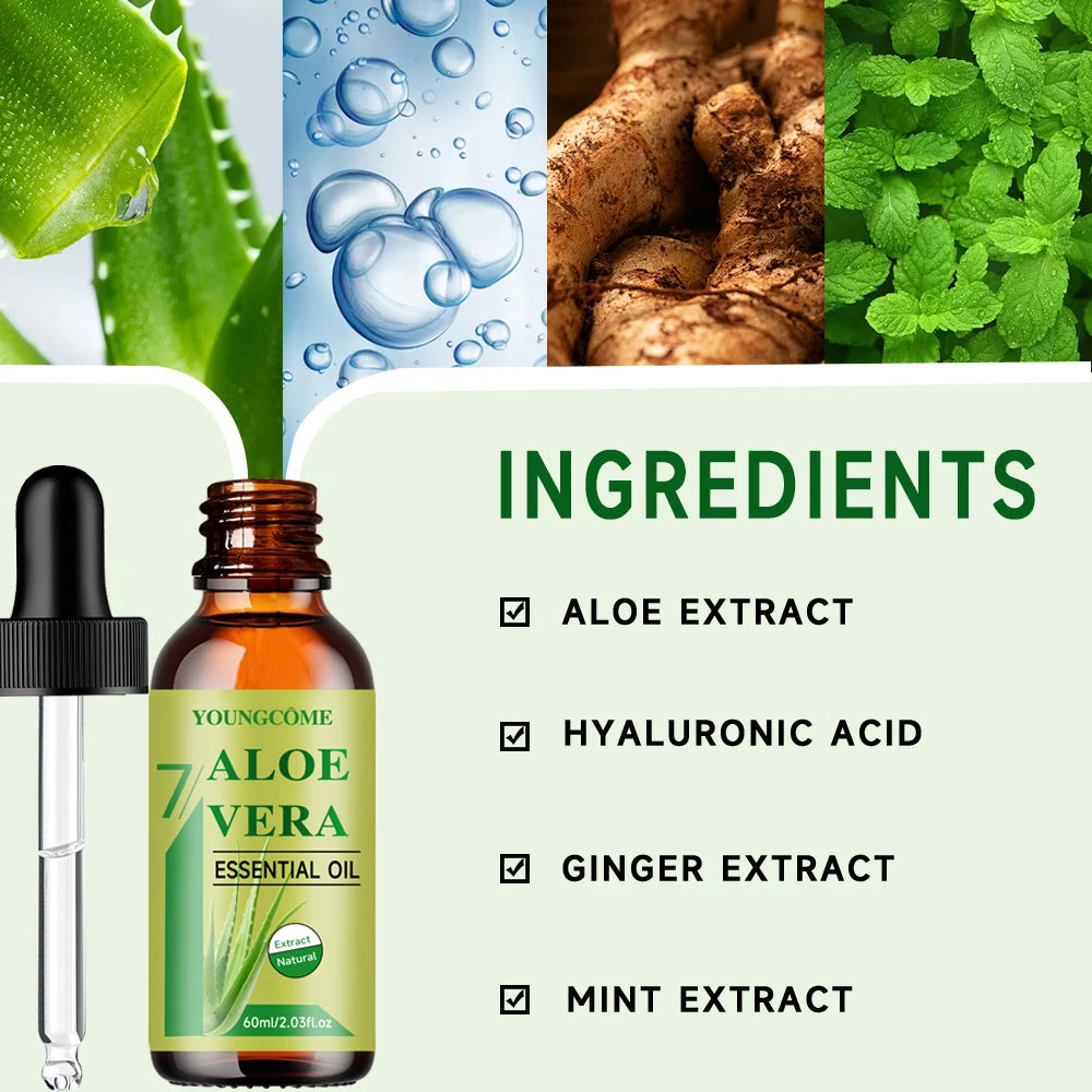 Organic Aloe Vera Essential Oil Great for Hydrating, Strengthening & Nourishing Hair Growth & Sunburn Relief  For Skin and Hair