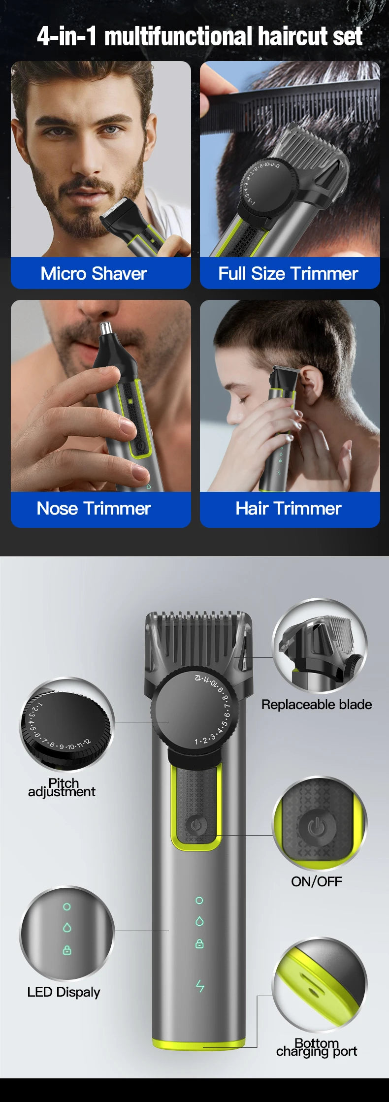 IRUIBEAUTY 4-in-1 Hair Trimmer