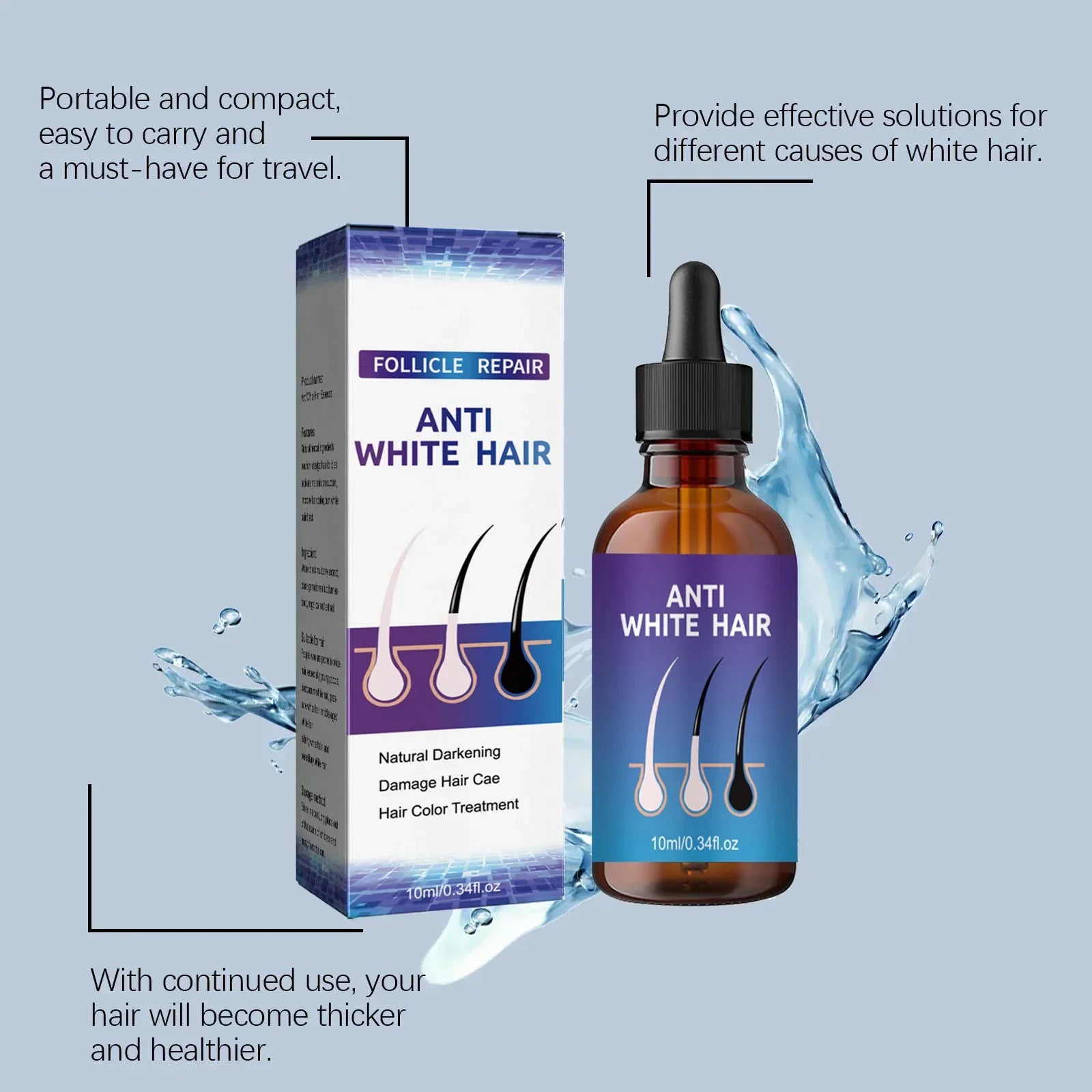 White to Black Hair Serum – Anti-Gray Essence