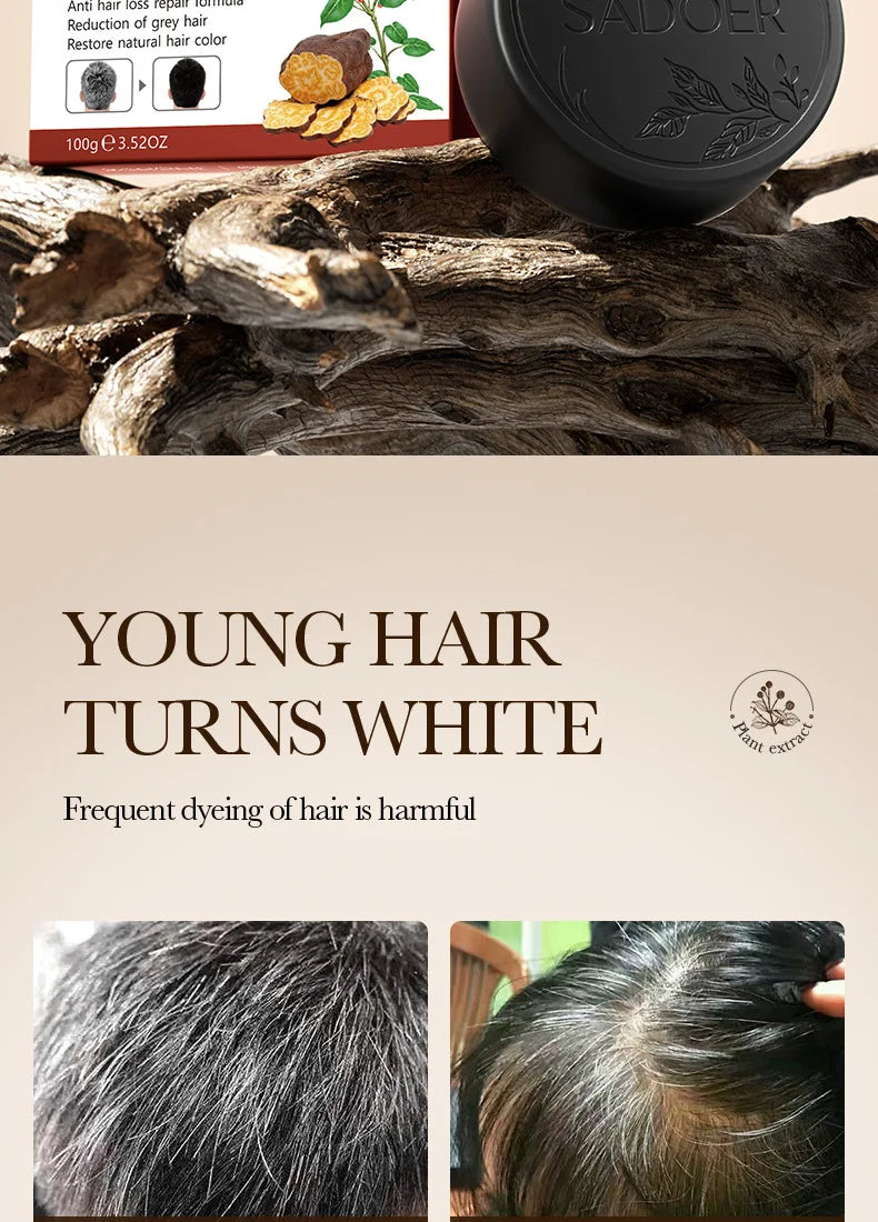 Herbal Blacken Hair Shampoo Bar – Anti-Gray