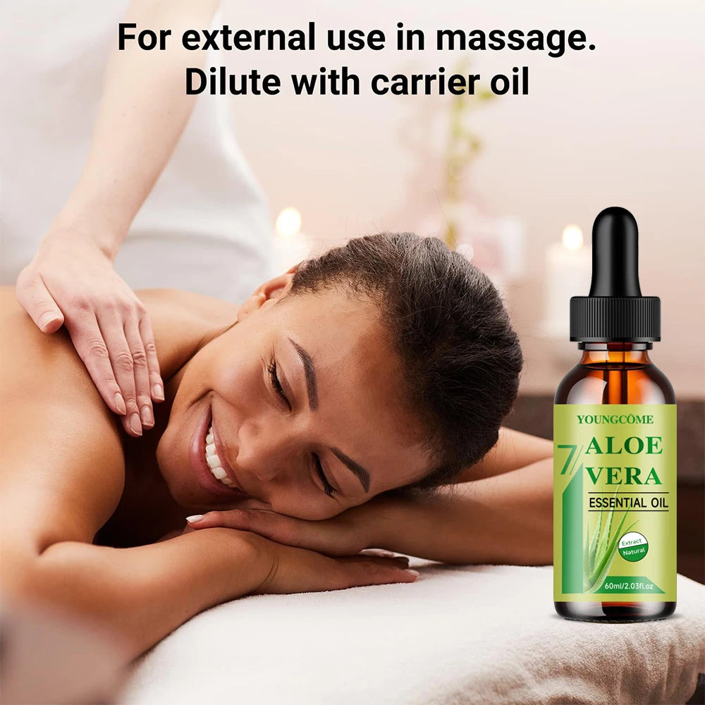 Organic Aloe Vera Essential Oil Great for Hydrating, Strengthening & Nourishing Hair Growth & Sunburn Relief  For Skin and Hair