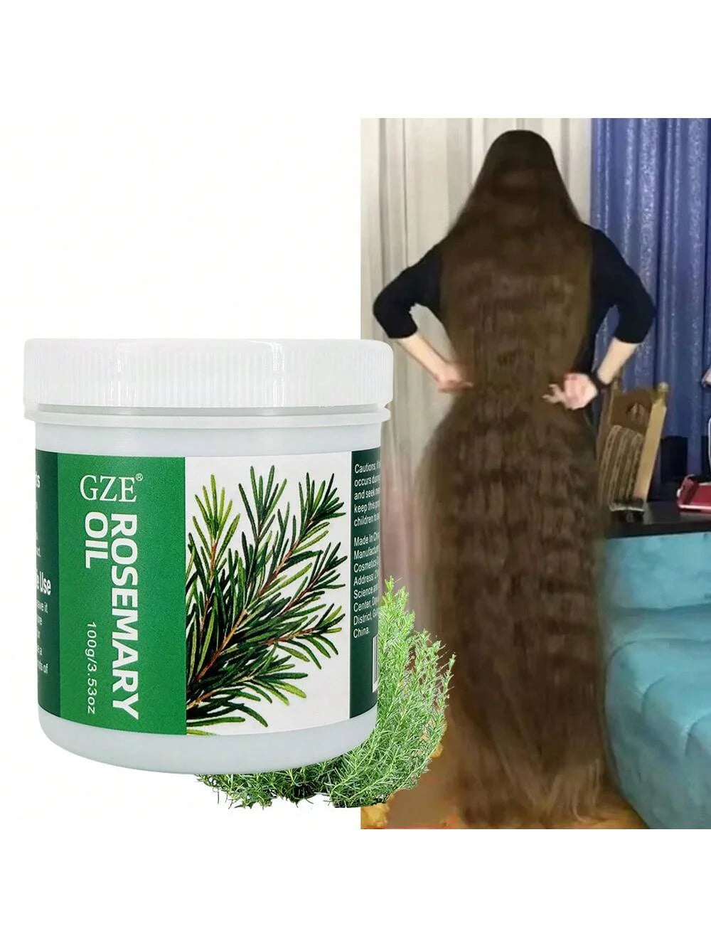 GZE 100% Pure Organic Rosemary Oil Long Lasting Lightweight Hair Essential Oil Moisturizing For Hair Strengthens And Scalp
